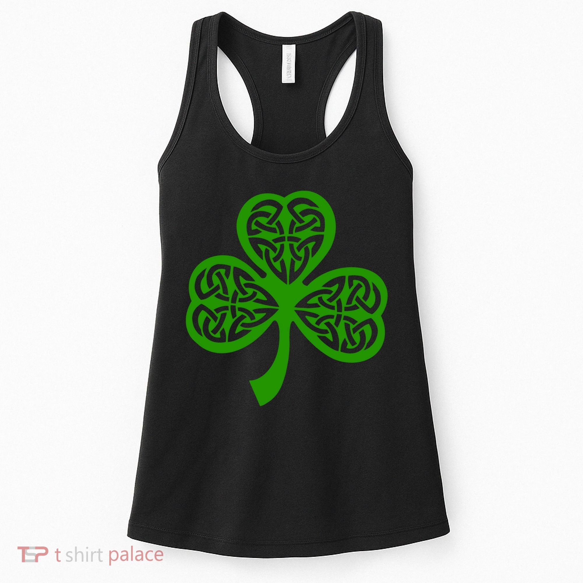 Celtic Knot Irish Shamrock Leaf Clover St Pats Day Women's Tank Top