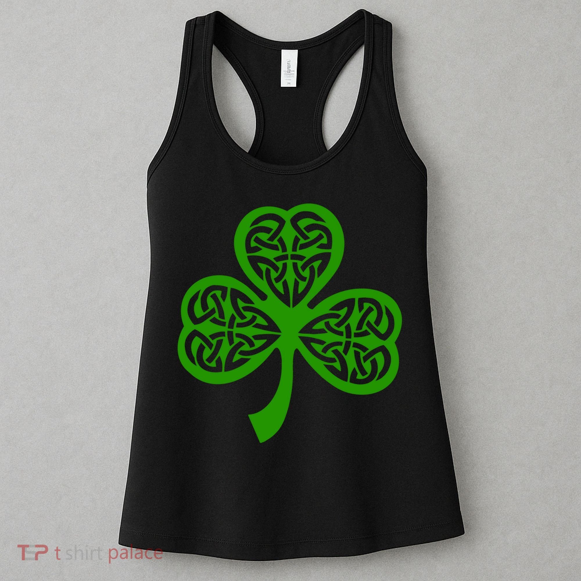 Celtic Knot Irish Shamrock Leaf Clover St Pats Day Women's Tank Top