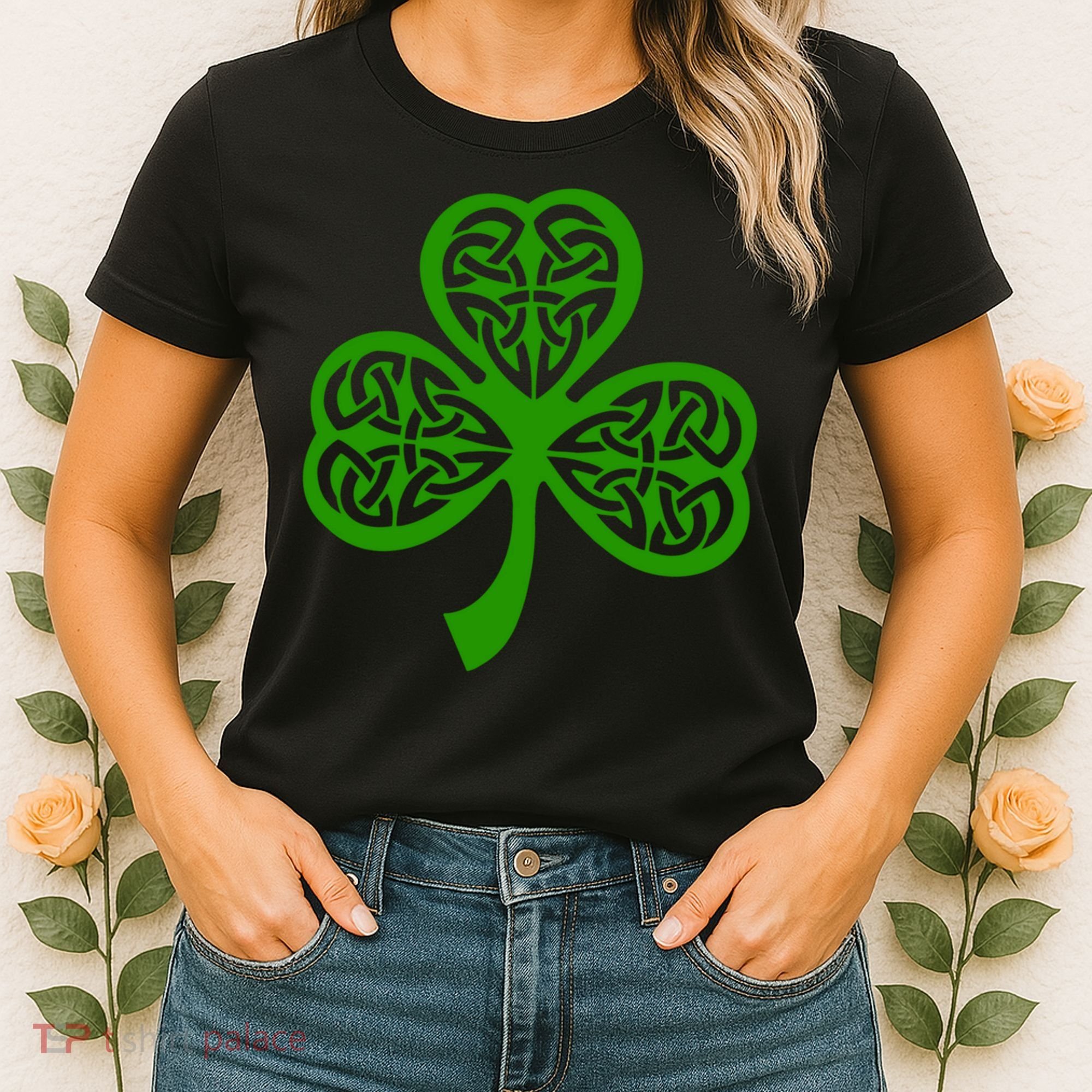 Celtic Knot Irish Shamrock Leaf Clover St Pats Day Women's T-Shirt
