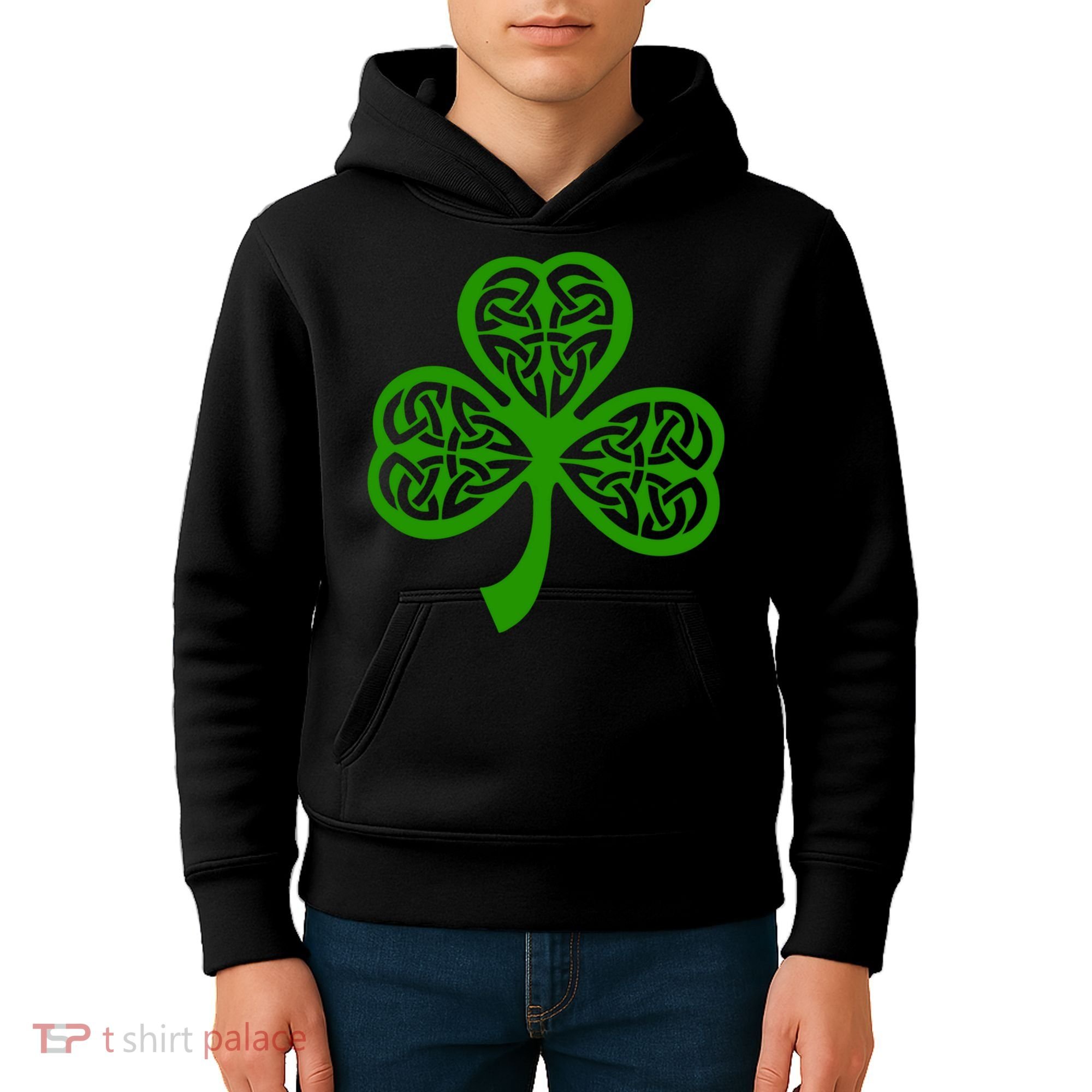 Celtic Knot Irish Shamrock Leaf Clover St Pats Day Kids Hoodie