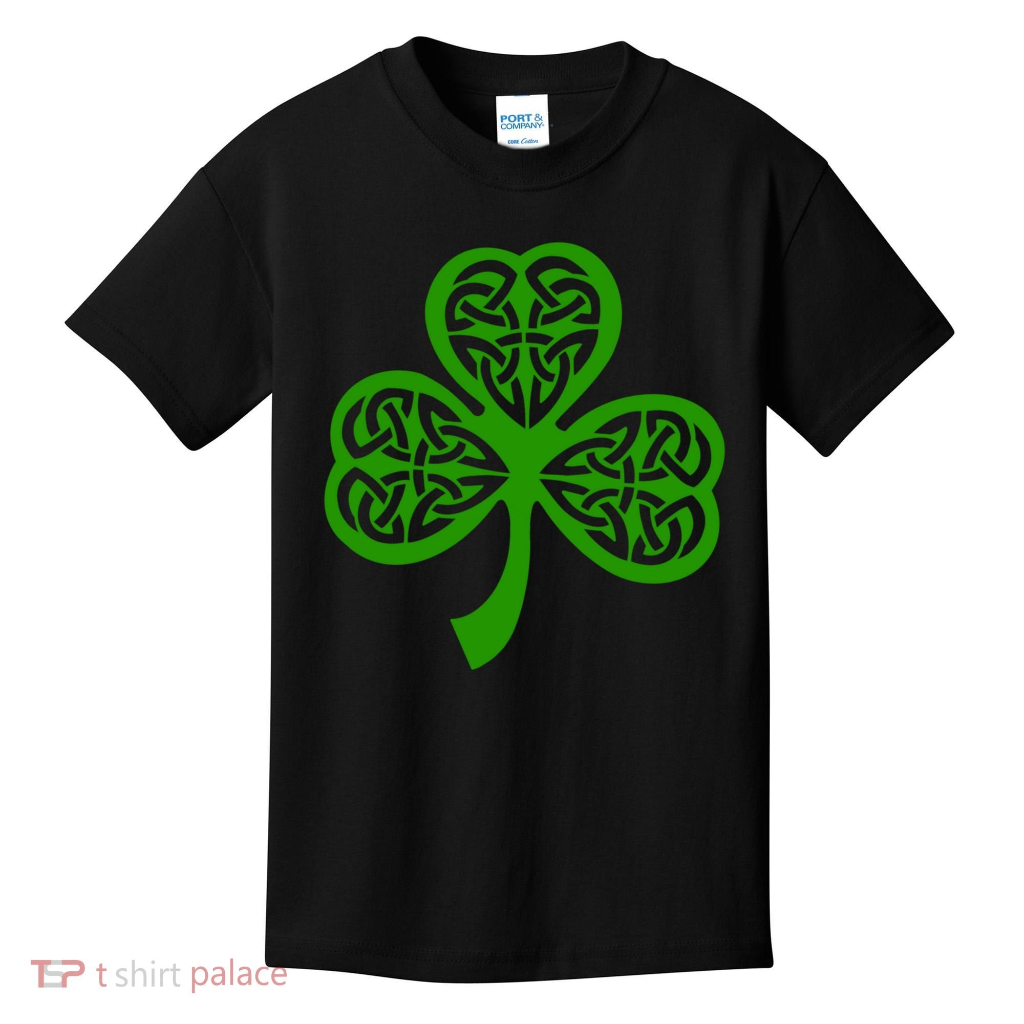 Celtic Knot Irish Shamrock Leaf Clover St Pats Day Kids T-Shirt