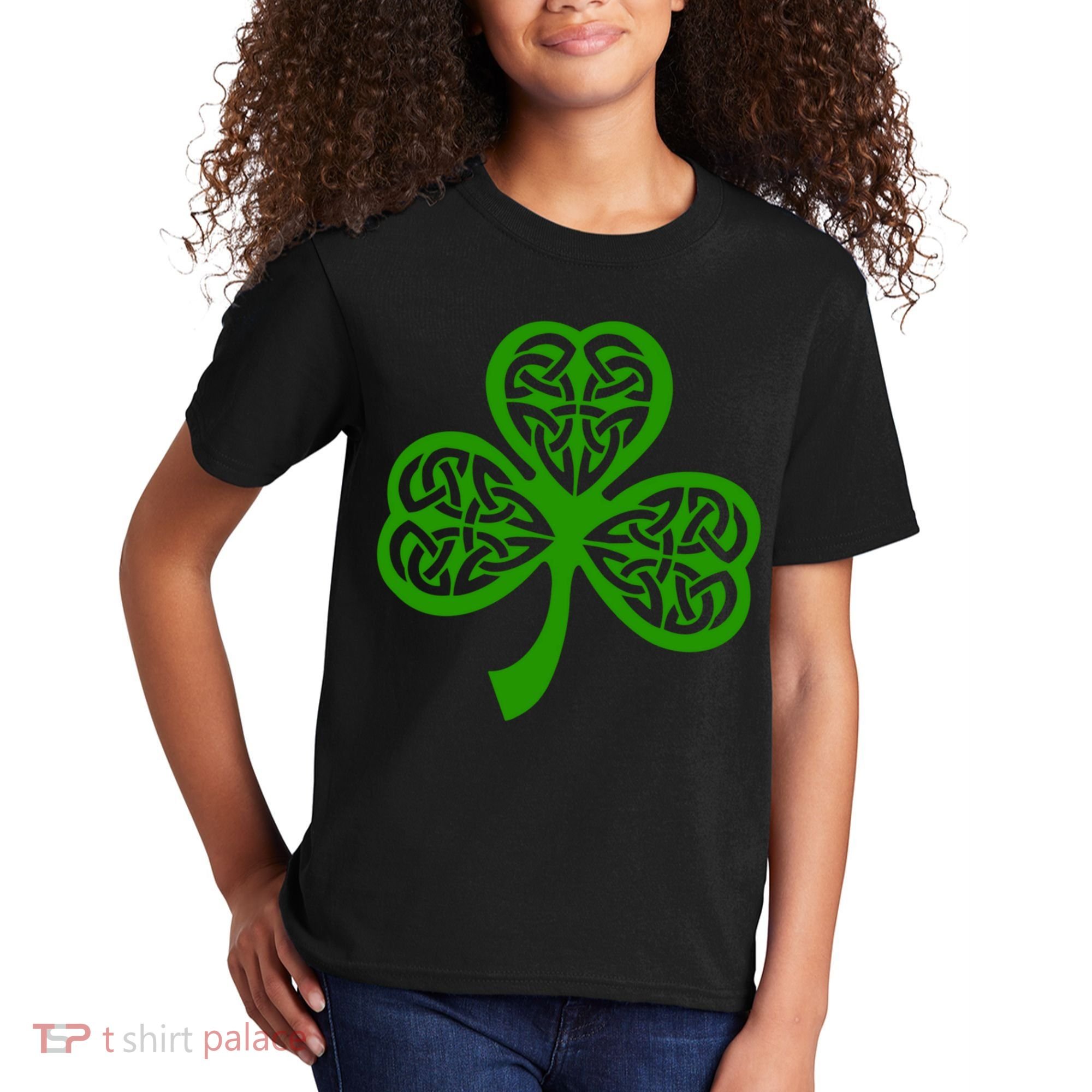 Celtic Knot Irish Shamrock Leaf Clover St Pats Day Kids T-Shirt