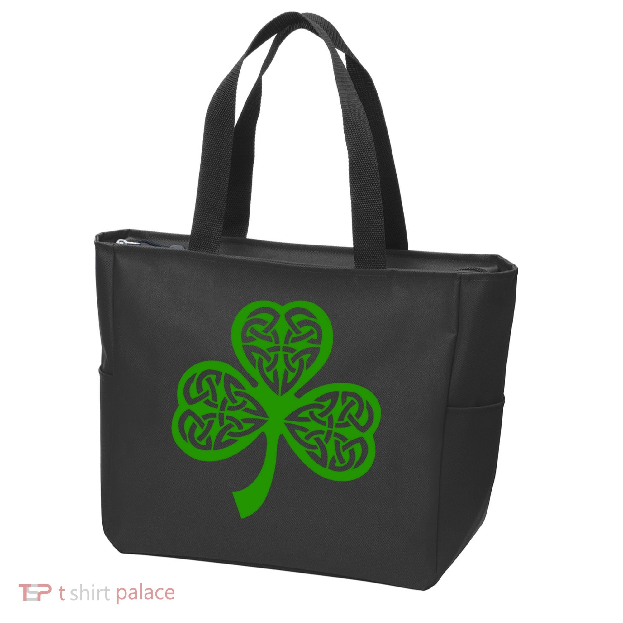 Celtic Knot Irish Shamrock Leaf Clover St Pats Day Tote Bag