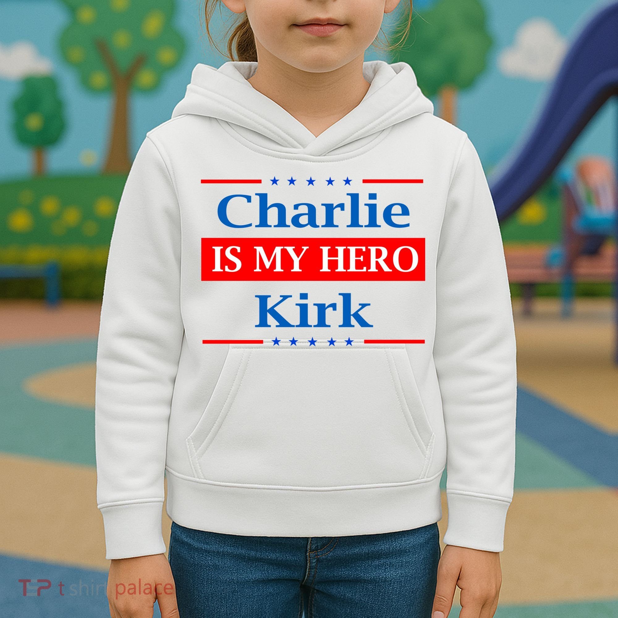 Charlie Kirk Is My Hero Kids Hoodie