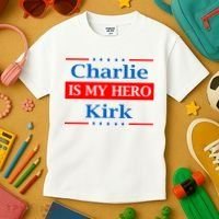 Charlie Kirk Is My Hero Kids T-Shirt thumb 3