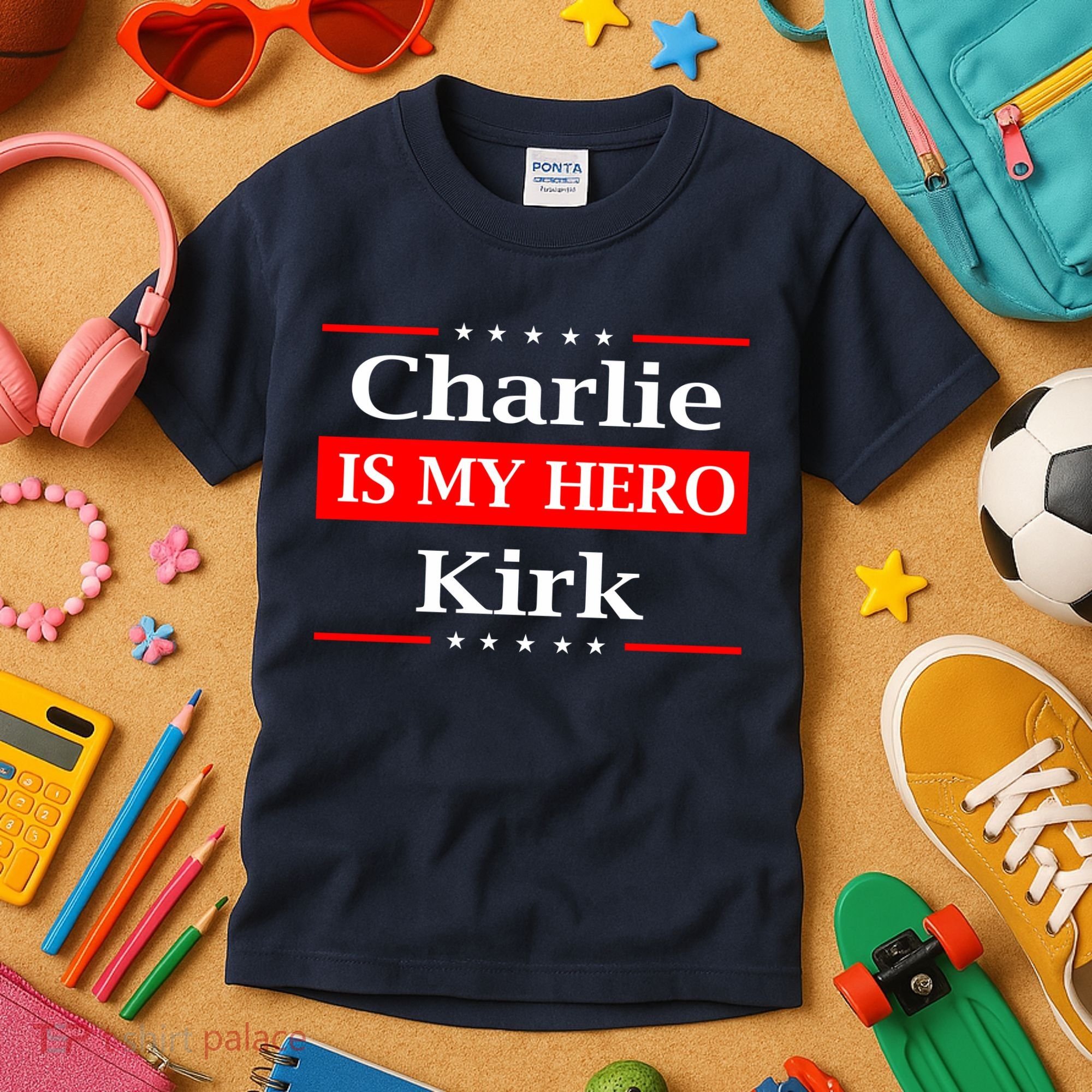 Charlie Kirk Is My Hero Pray Tribute Justice Kids T-Shirt