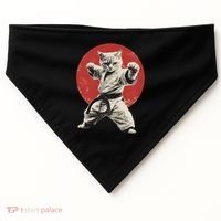 Cat Karate Judo Japan Japanese Flag Funny USA-Made Doggie Bandana thumb 0