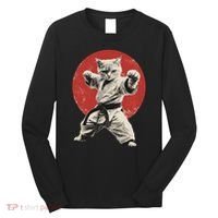 Cat Karate Judo Japan Japanese Flag Funny Long Sleeve Shirt thumb 0