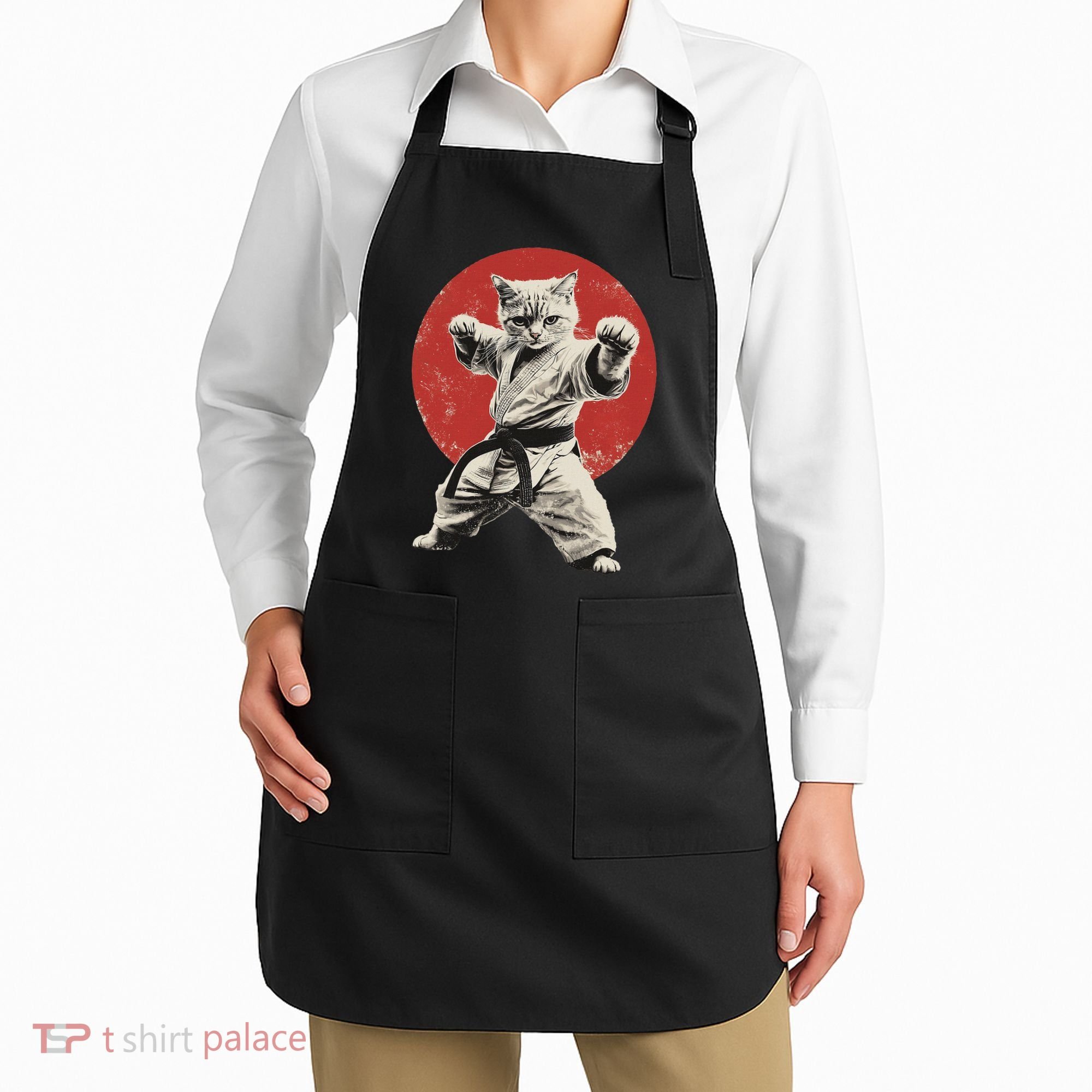 Cat Karate Judo Japan Japanese Flag Funny Apron