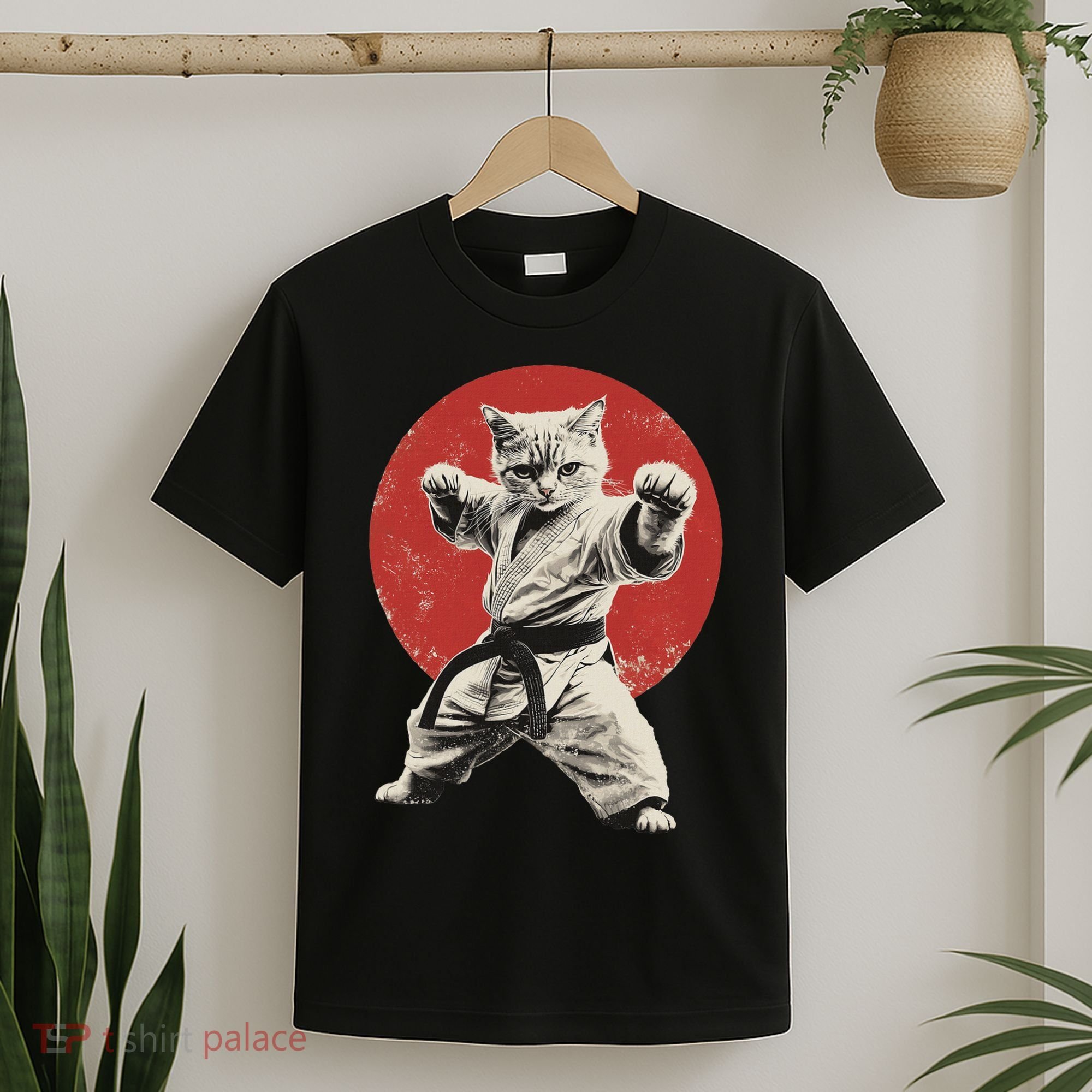 Cat Karate Judo Japan Japanese Flag Funny T-Shirt