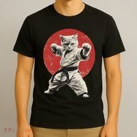 Cat Karate Judo Japan Japanese Flag Funny T-Shirt thumb 3