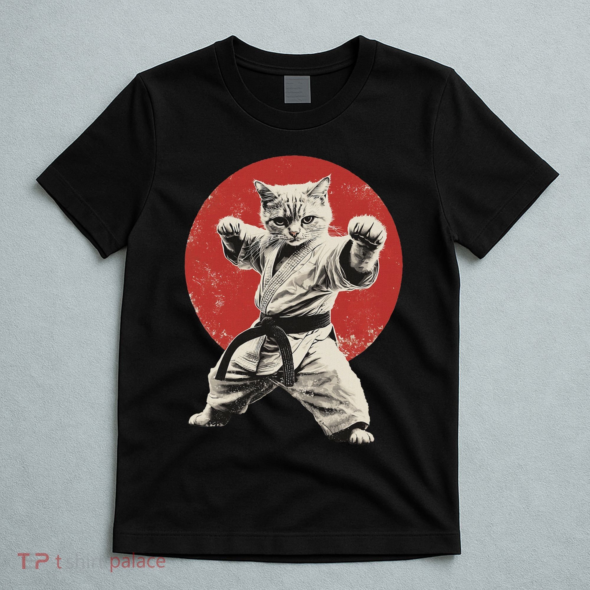 Cat Karate Judo Japan Japanese Flag Funny T-Shirt