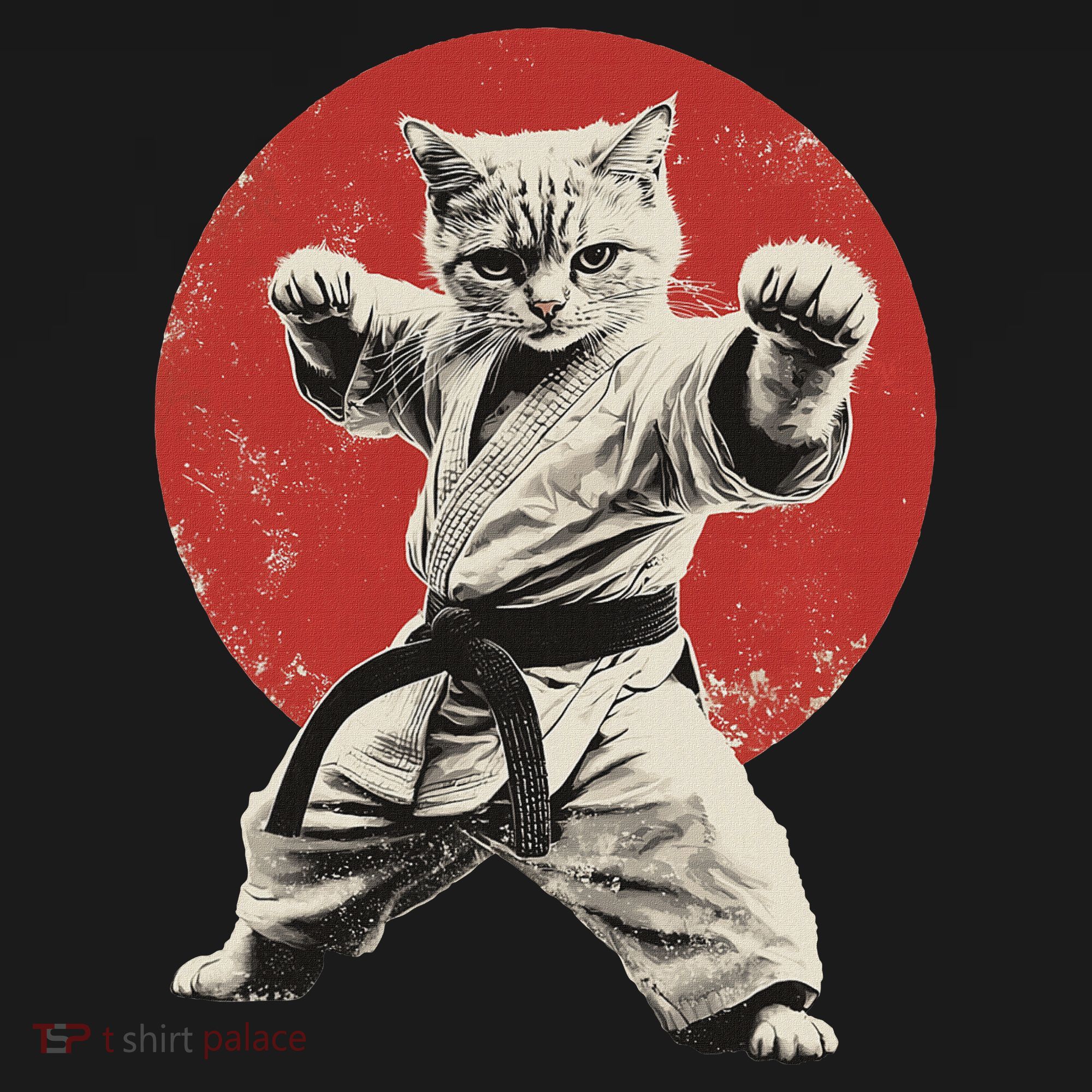 Cat Karate Judo Japan Japanese Flag Funny T-Shirt