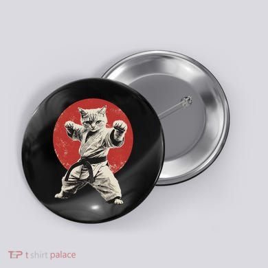 Cat Karate Judo Japan Japanese Flag Funny Button