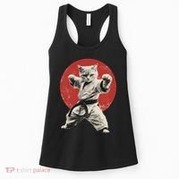 Cat Karate Judo Japan Japanese Flag Funny Women's Tank Top thumb 0