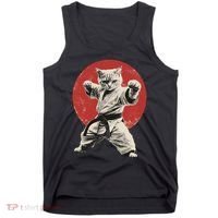 Cat Karate Judo Japan Japanese Flag Funny Tank Top thumb 0