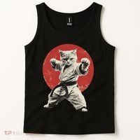 Cat Karate Judo Japan Japanese Flag Funny Tank Top thumb 2