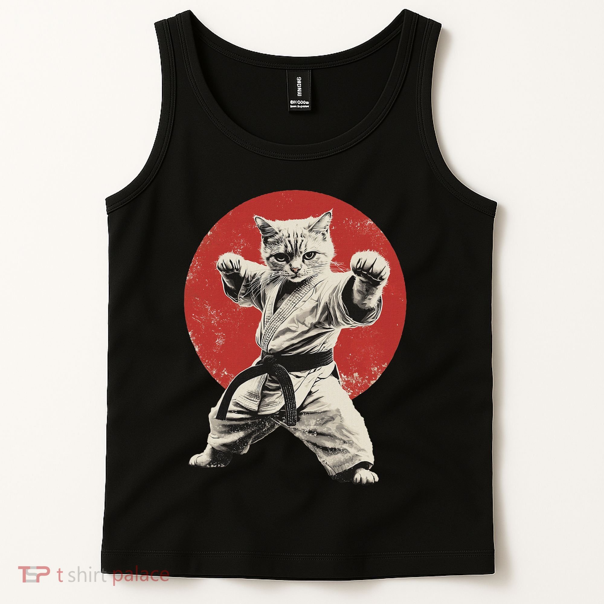 Cat Karate Judo Japan Japanese Flag Funny Tank Top