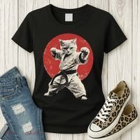 Cat Karate Judo Japan Japanese Flag Funny Women's T-Shirt thumb 3