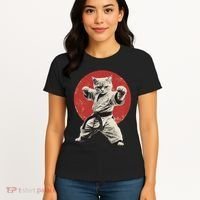 Cat Karate Judo Japan Japanese Flag Funny Women's T-Shirt thumb 4
