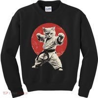 Cat Karate Judo Japan Japanese Flag Funny Kids Sweatshirt thumb 0