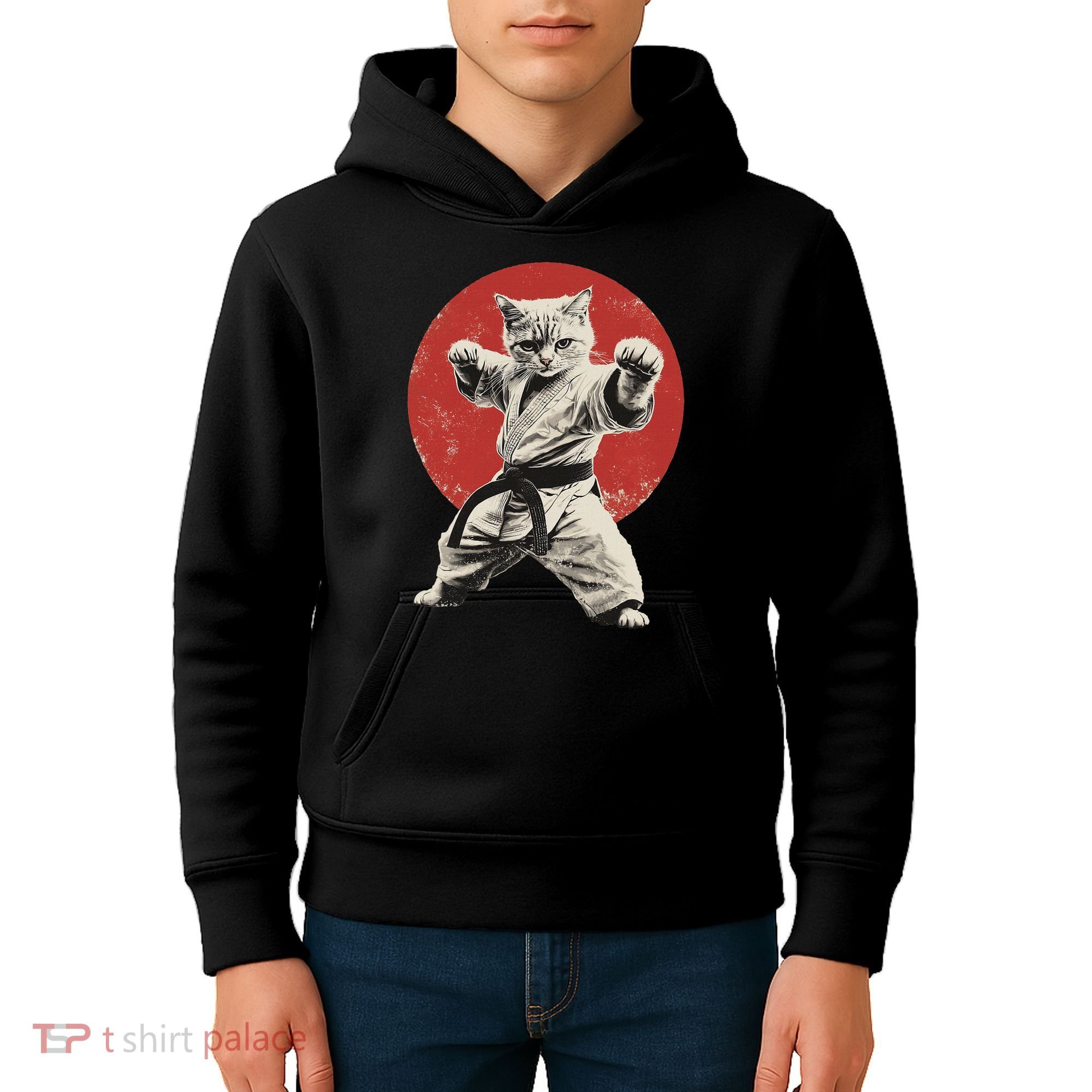 Cat Karate Judo Japan Japanese Flag Funny Kids Hoodie