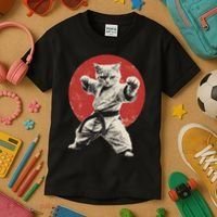 Cat Karate Judo Japan Japanese Flag Funny Kids T-Shirt thumb 3