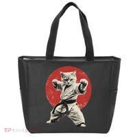 Cat Karate Judo Japan Japanese Flag Funny Tote Bag thumb 0