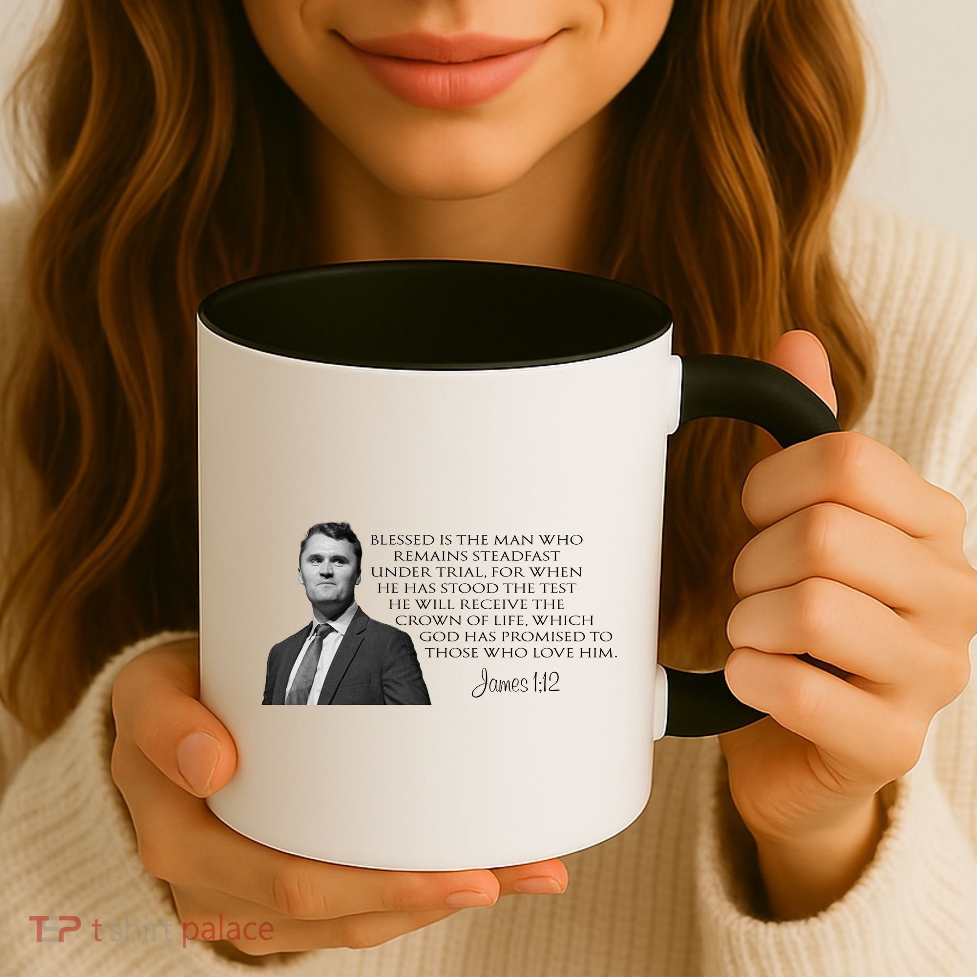 Charlie Kirk James 1 12 Bible Quote Coffee Mug