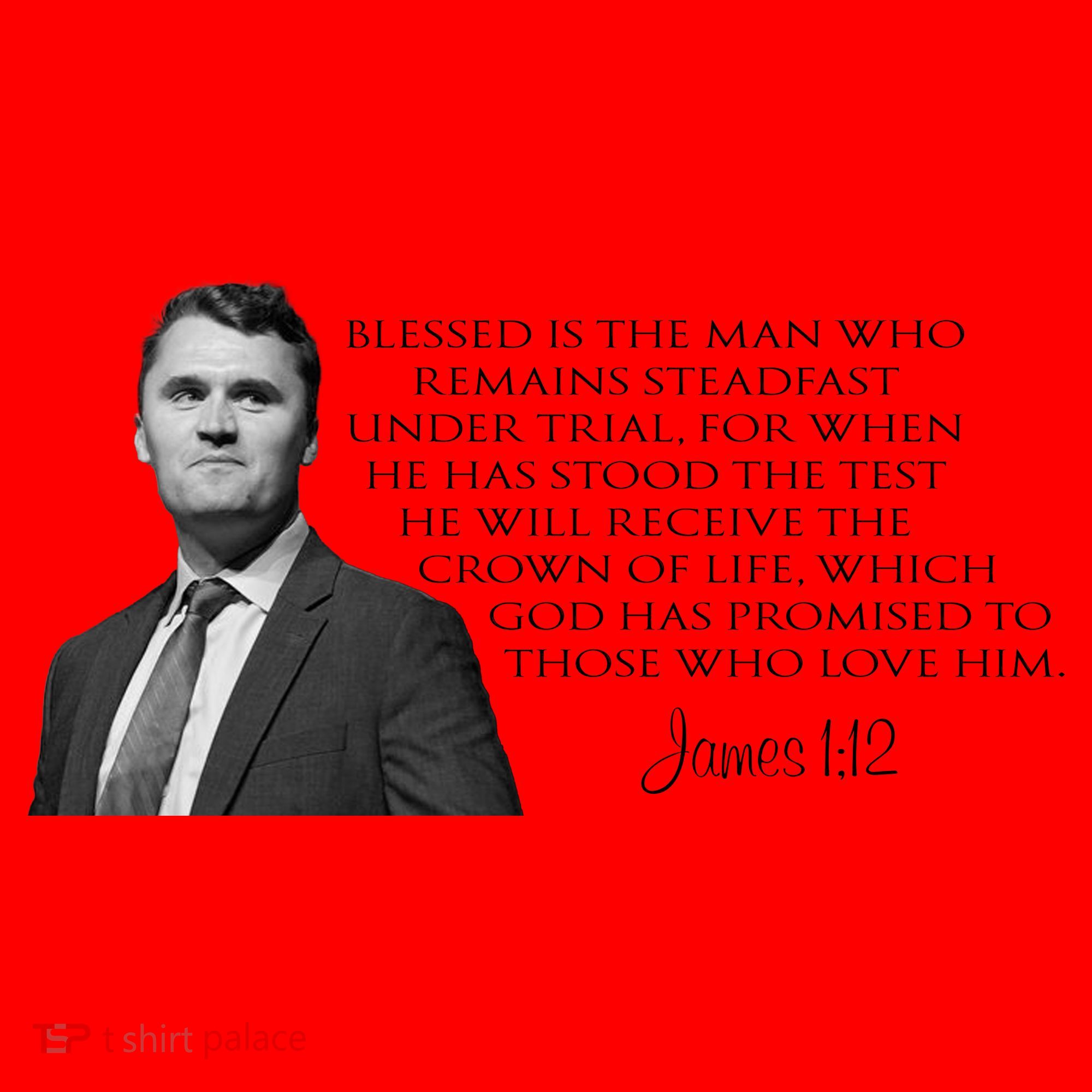 Charlie Kirk James 1 12 Bible Quote Santa Hat