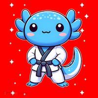 Cute Kawaii Karate Axolotl Martial Arts Santa Hat thumb 1
