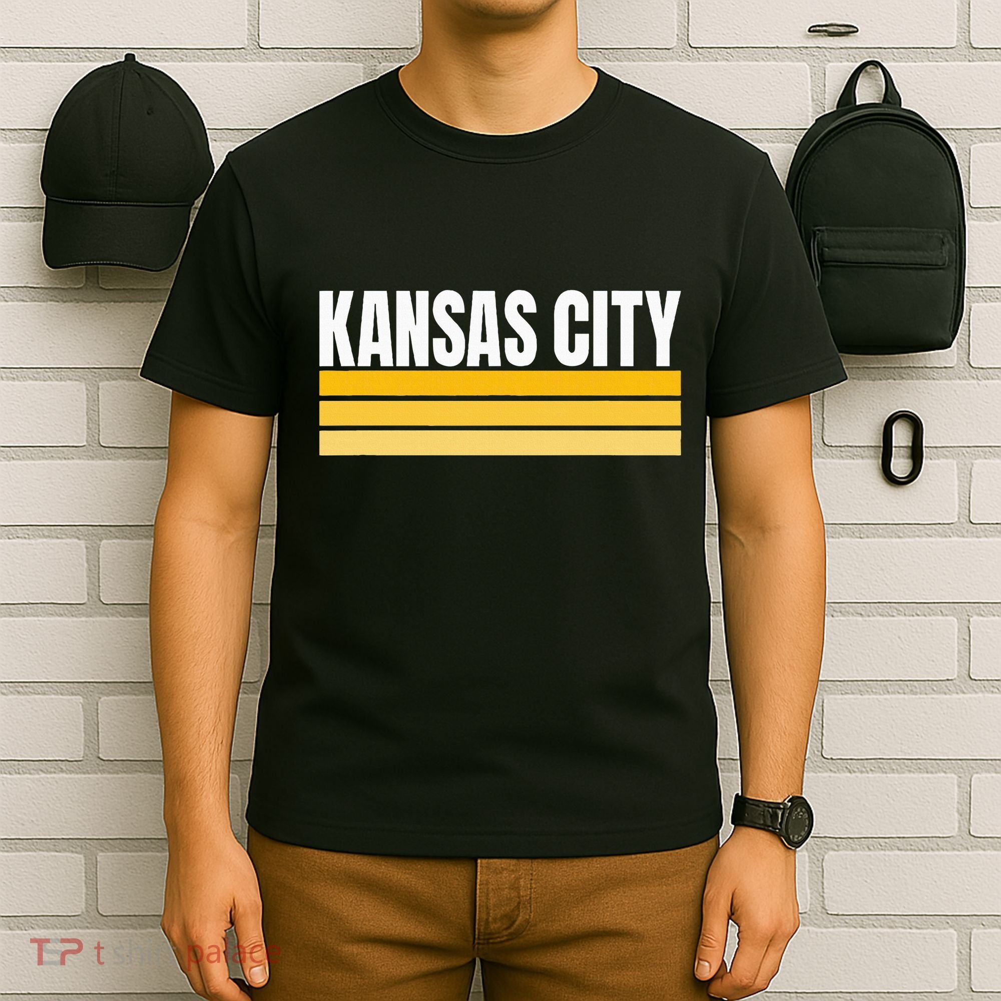 Cool Kc Kansas City Yellowwhite Striped Classic Kansas City T-Shirt