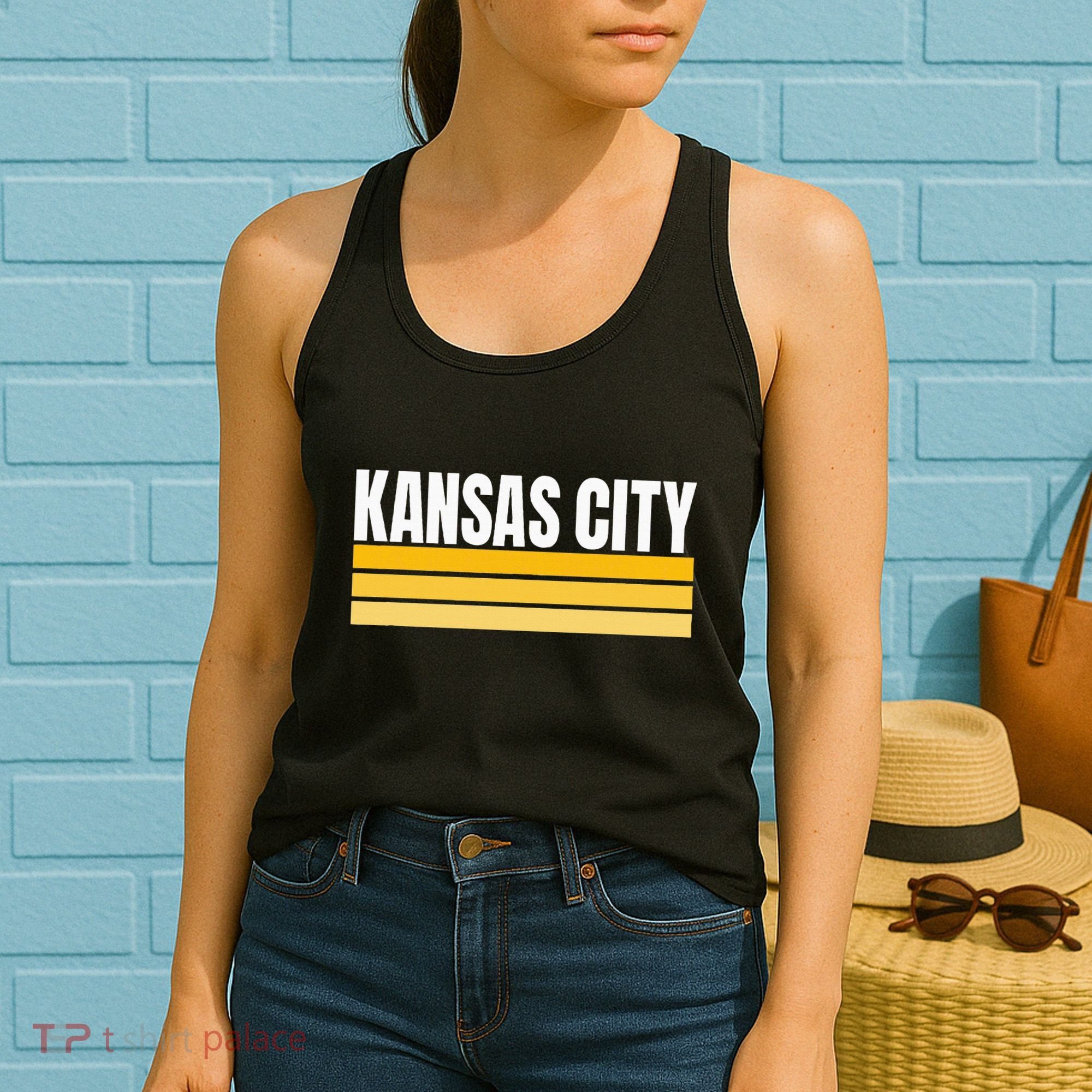 Cool Kc Kansas City Yellowwhite Striped Classic Kansas City Women's Tank Top