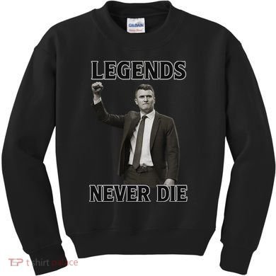 Charlie Kirk Legends Never Die Kids Sweatshirt