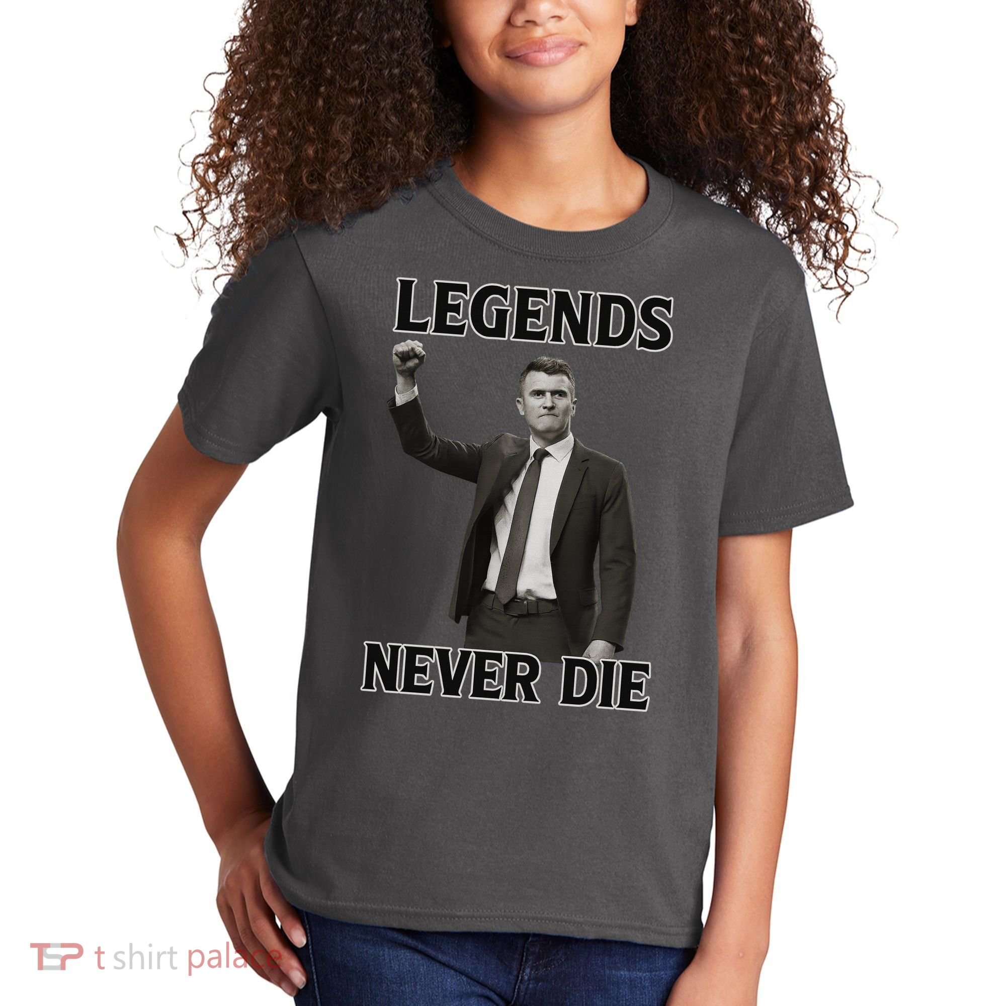 Charlie Kirk Legends Never Die Kids T-Shirt