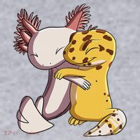 Cute Kawaii Leopard Gecko Hugging Axolotl Funny Women's Sweatshirt thumb 2