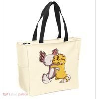 Cute Kawaii Leopard Gecko Hugging Axolotl Funny Tote Bag thumb 2