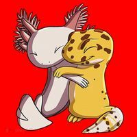 Cute Kawaii Leopard Gecko Hugging Axolotl Funny Santa Hat thumb 1