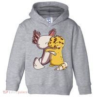Cute Kawaii Leopard Gecko Hugging Axolotl Funny Toddler Hoodie thumb 0