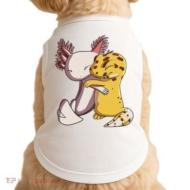 Cute Kawaii Leopard Gecko Hugging Axolotl Funny Doggie Tank