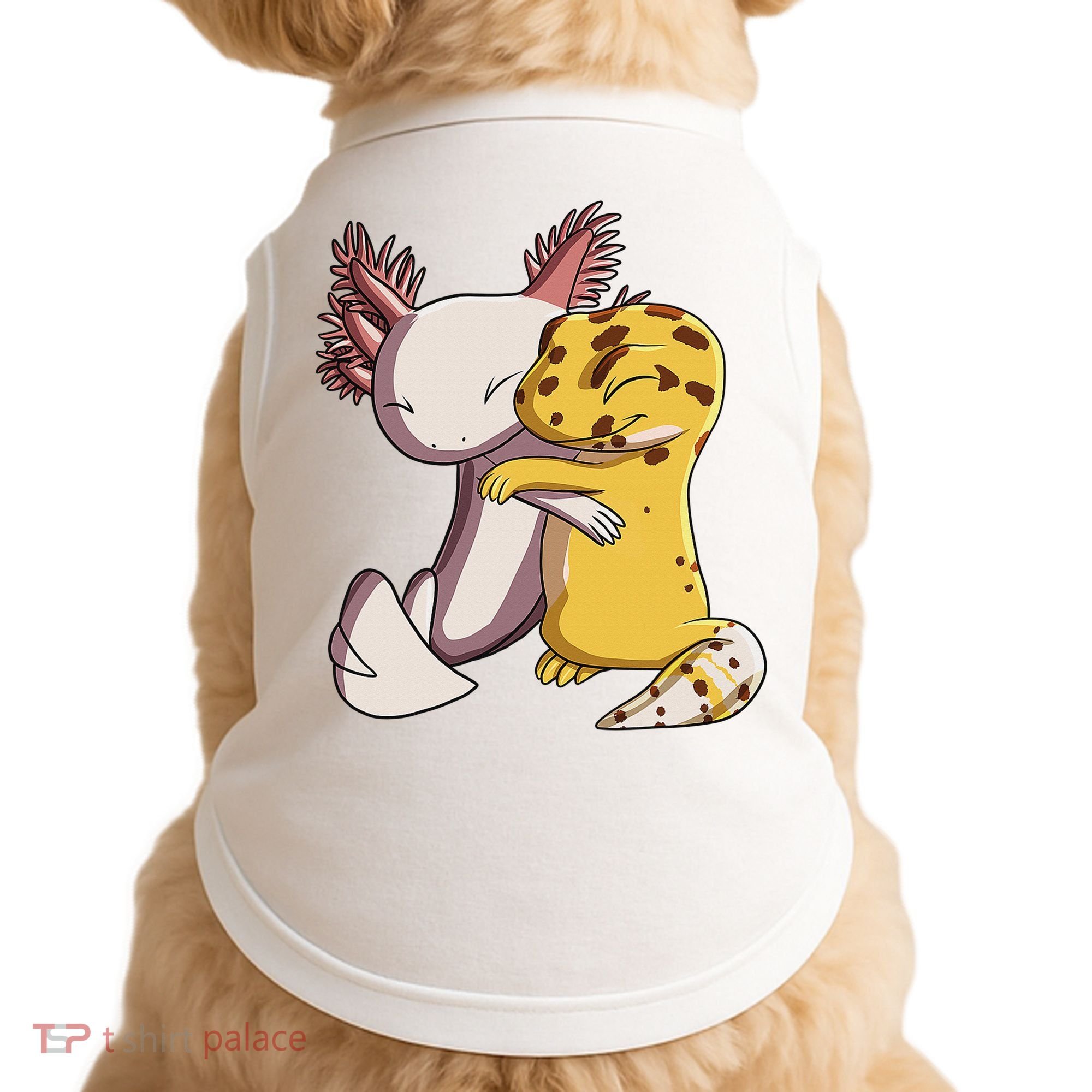 Cute Kawaii Leopard Gecko Hugging Axolotl Funny Doggie Tank