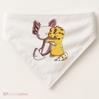 Cute Kawaii Leopard Gecko Hugging Axolotl Funny USA-Made Doggie Bandana thumb 0