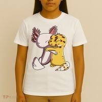 Cute Kawaii Leopard Gecko Hugging Axolotl Funny T-Shirt thumb 4