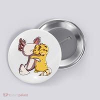 Cute Kawaii Leopard Gecko Hugging Axolotl Funny Button thumb 0