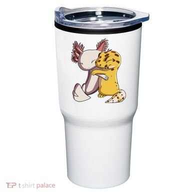 Cute Kawaii Leopard Gecko Hugging Axolotl Funny Tumbler