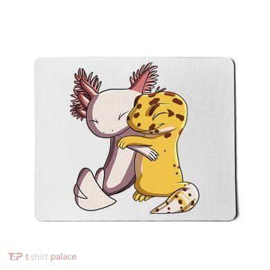 Cute Kawaii Leopard Gecko Hugging Axolotl Funny Mousepad