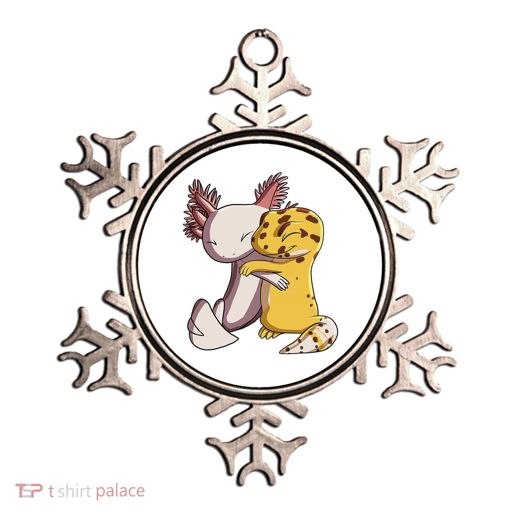 Cute Kawaii Leopard Gecko Hugging Axolotl Funny Ornament