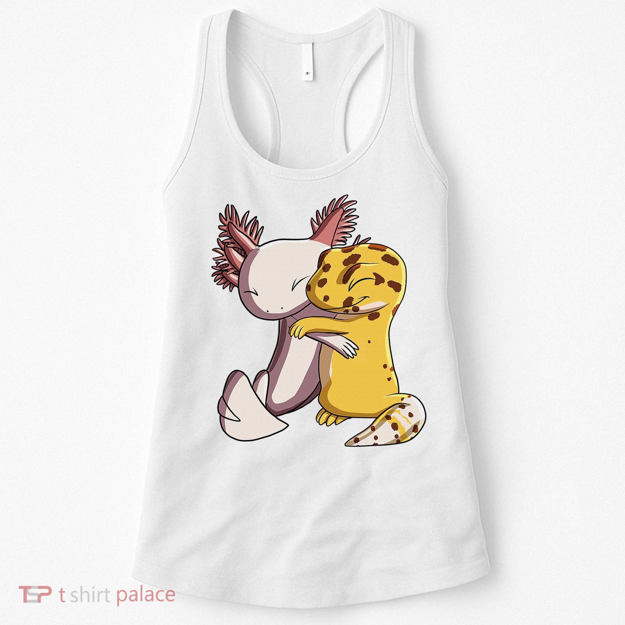 Cute Kawaii Leopard Gecko Hugging Axolotl Funny Women's Tank Top