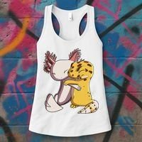 Cute Kawaii Leopard Gecko Hugging Axolotl Funny Women's Tank Top thumb 3