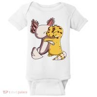 Cute Kawaii Leopard Gecko Hugging Axolotl Funny Baby Bodysuit thumb 0